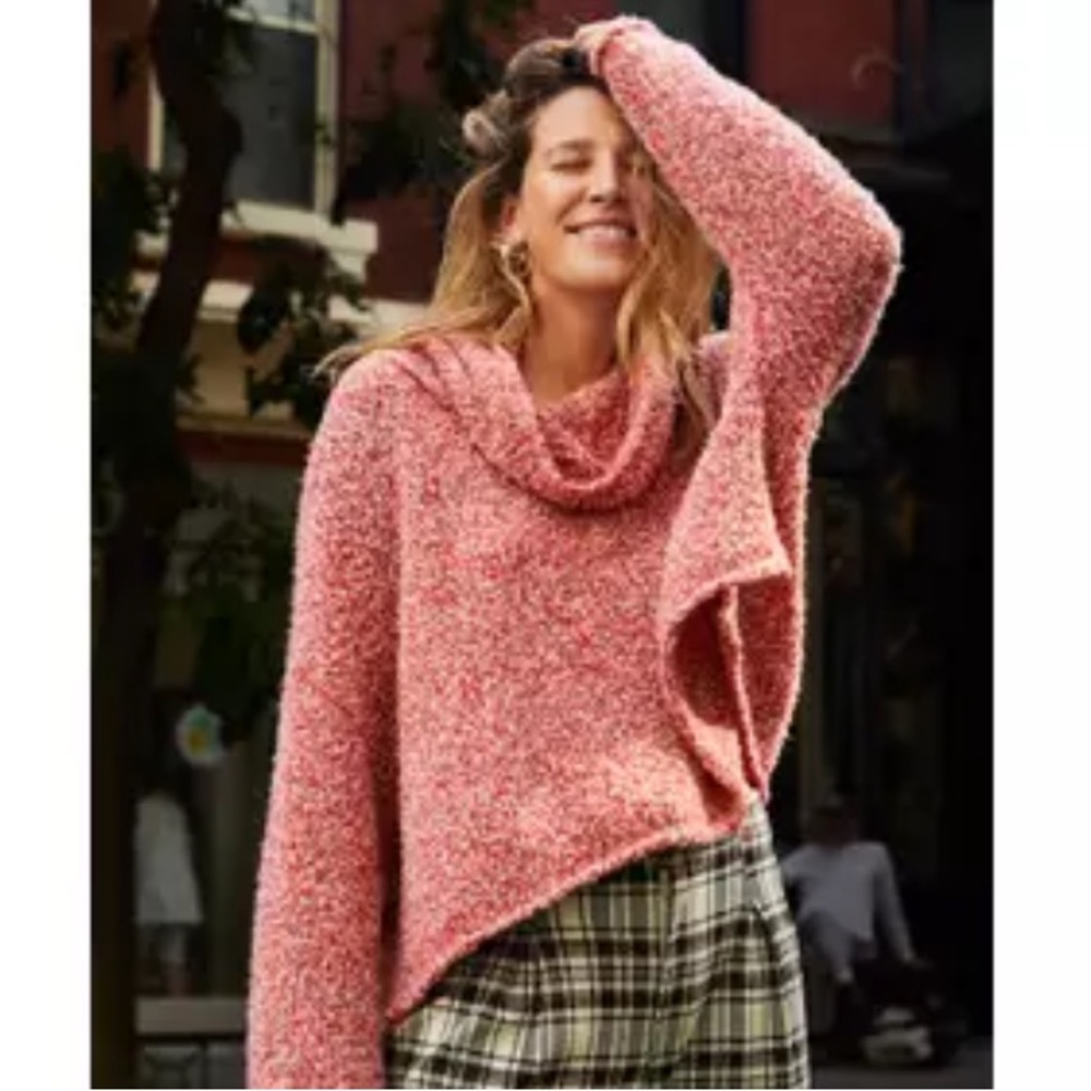 Free People Red Marled Knit Pullover BFF Sweater